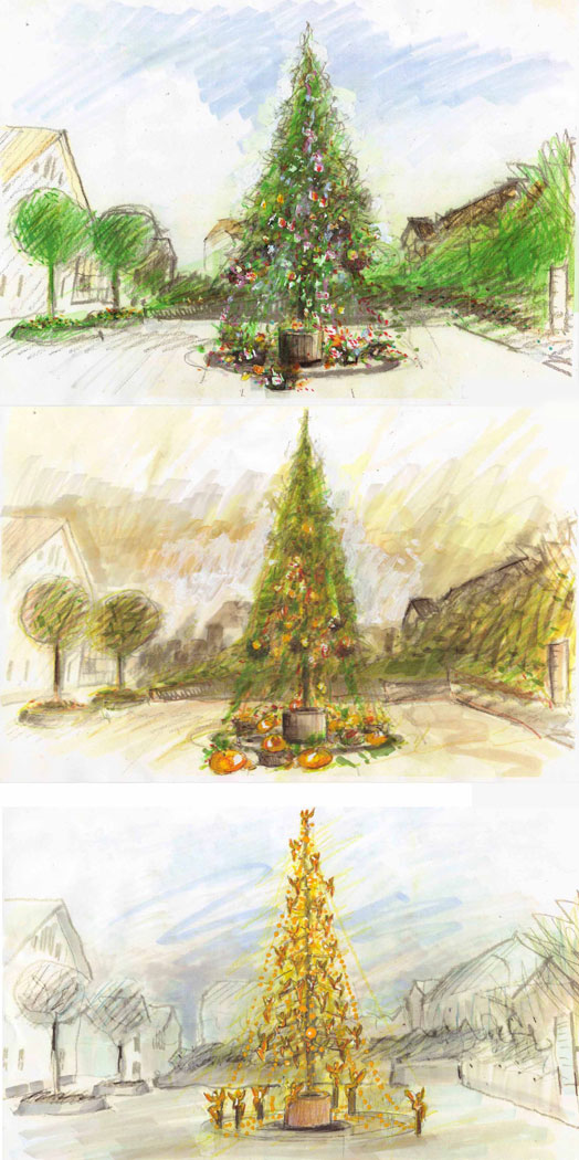 Triptychon - Skizzen zum Kunstweihnachtsbaum 2009